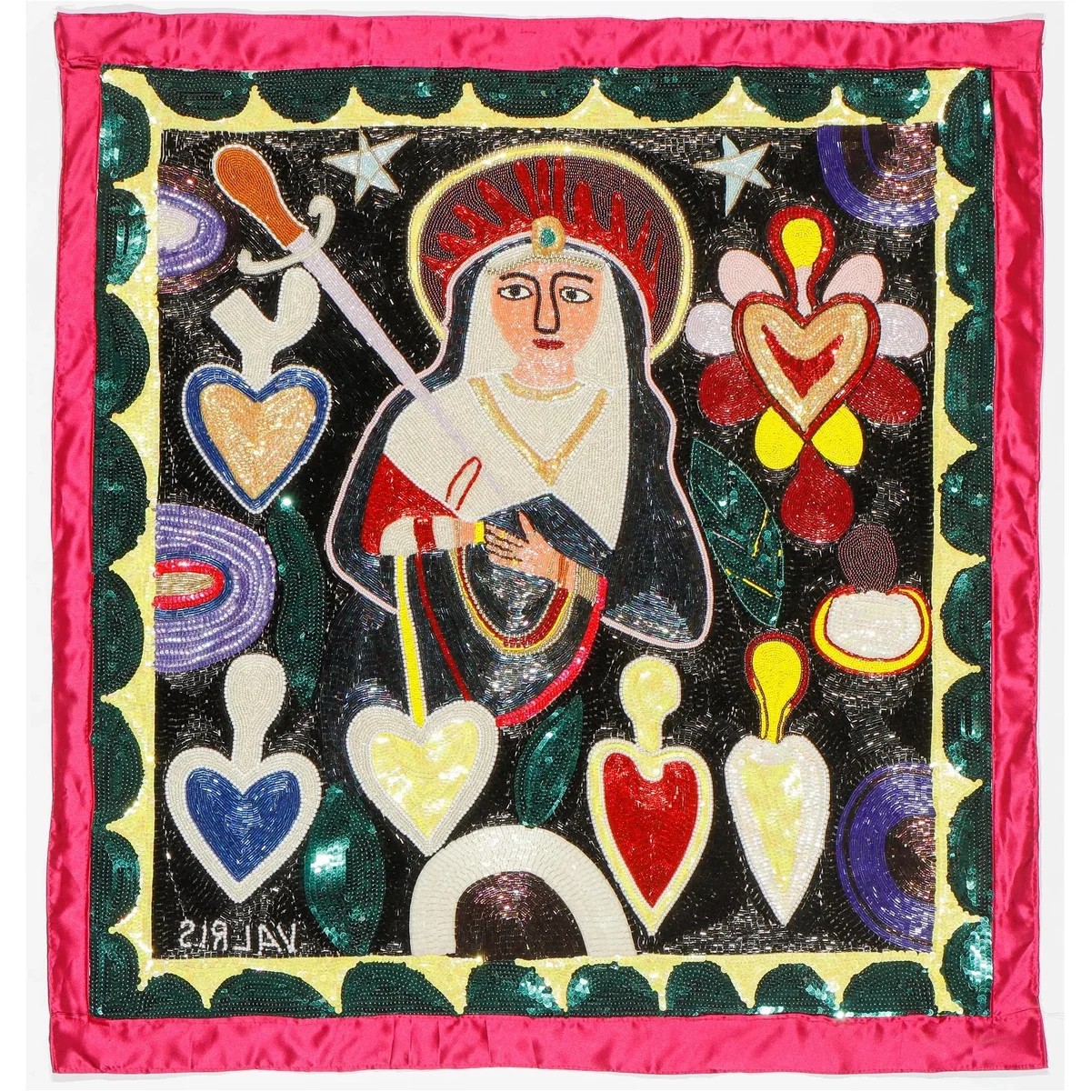 Haitian drapo Vodou flag "Erzulie Dantor", sequined